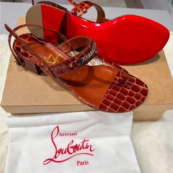 Just Queen 55 Croc-Embossed Sandals - Picture 1 of 15